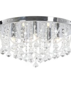 Plafondlamp Met Kristallen Kralen Rond 4Xg9 Zilverkleurig