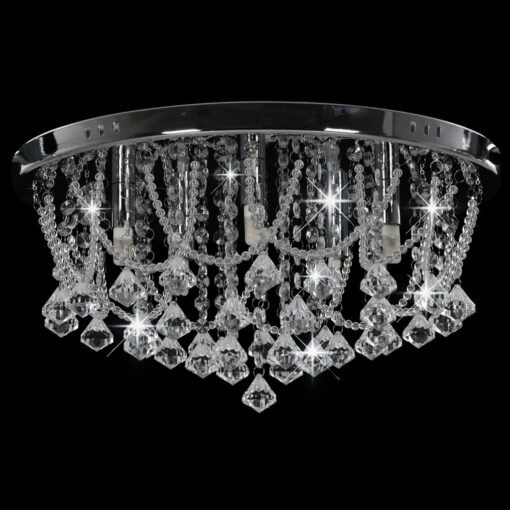 Plafondlamp Met Kristallen Zilverkleurig Kralen Rond 4Xg9 - Afbeelding 3