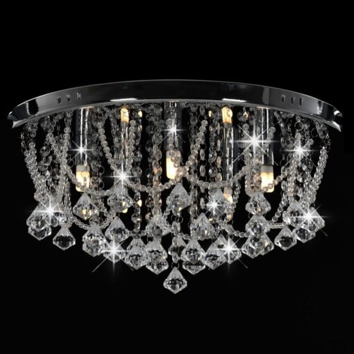 Plafondlamp Met Kristallen Zilverkleurig Kralen Rond 4Xg9 - Afbeelding 4