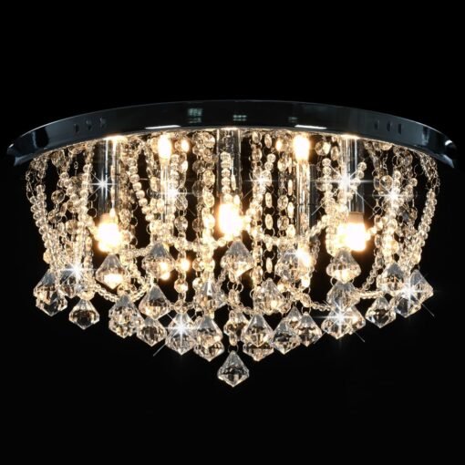 Plafondlamp Met Kristallen Zilverkleurig Kralen Rond 4Xg9 - Afbeelding 5
